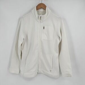 Calvin Klein White Ribbed Zip-Up Long Sleeve‎ Jacket Women's Sz L